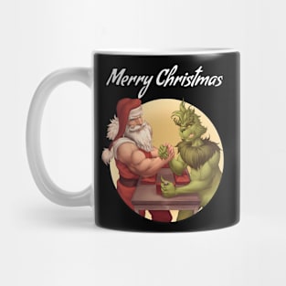 Santa vs Grinch Christmas Armwrestling Mug